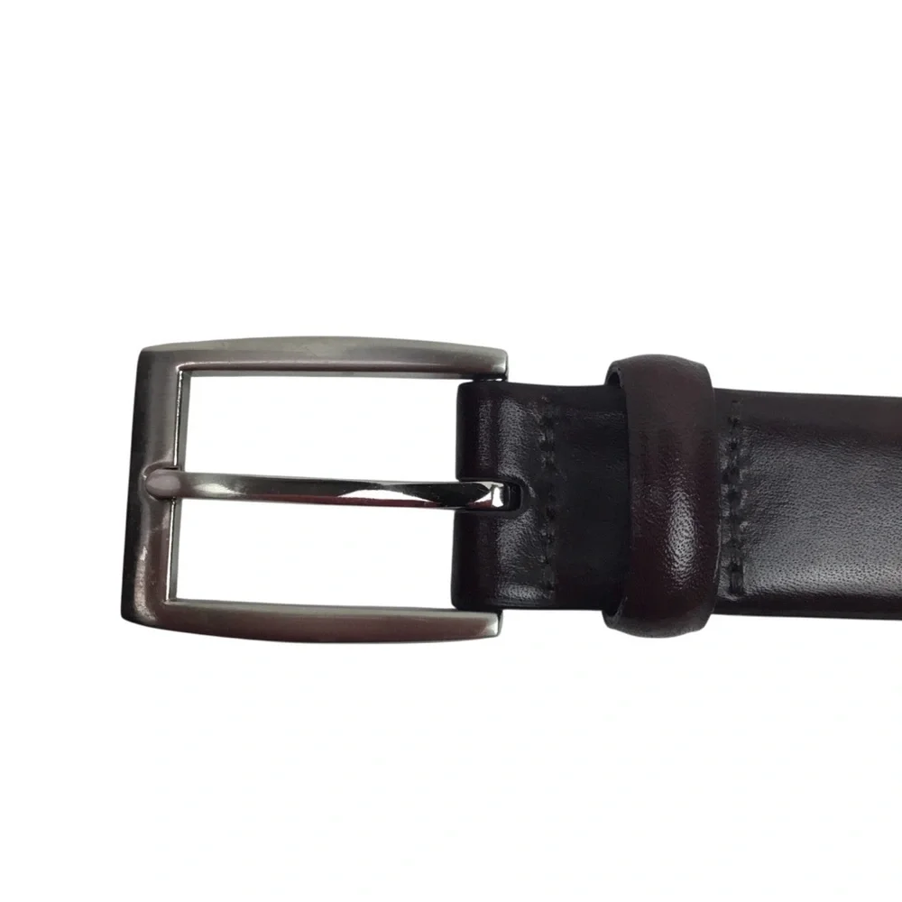 Jos, A Bank Italian Leather Dress Belt Mens 36 Brown